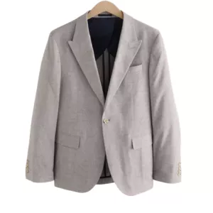 Stone Linen Blend Texture Suit Jacket