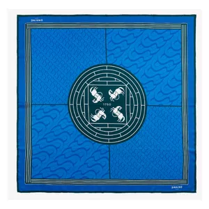 Swaine London Monogrammed Silk Scarf in Blue