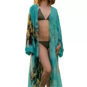 Tara Matthews Mare e Sole Aqua Tropical Palms Kimono