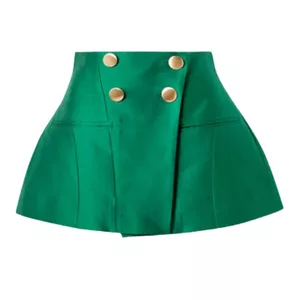 The Janet Cotton And Silk-blend Mini Skirt In Forest Green