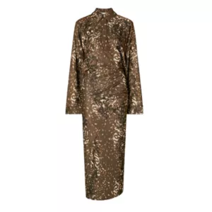 TORY BURCH abstract-print shirt dress in chocolate brown
