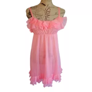 Van Raalte Coral Pink Ruffled Short Peignoir Set