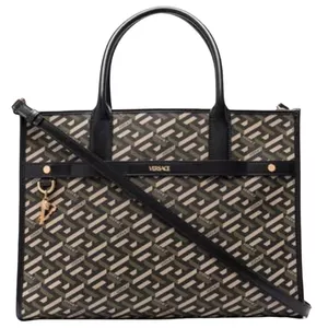 Versace La Greca Signature Coated Canvas & Leather Tote