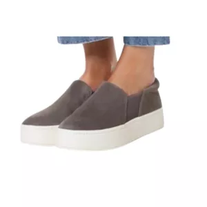 Vince Warren Platform Dark Grey Suede Slip On Loafer Sneakers