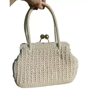 Vintage Italian Cream Raffia Frame Handbag