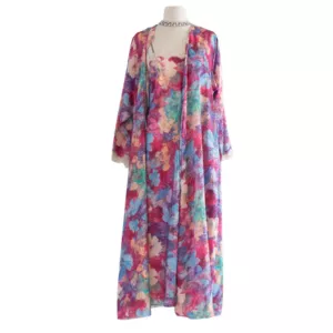 Vintage Miss Dior NOS Watercolor Floral Peignoir Set