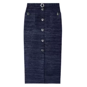 Violante Nessi Corot belted silk-tweed midi skirt