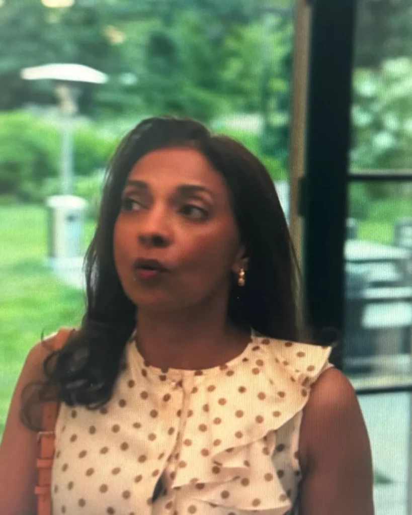 White and Brown Polka Dot Top on Your Friends & Neighbors S01E04