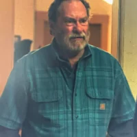 Wyck's Teal Shirt on Widow's Bay S01E05