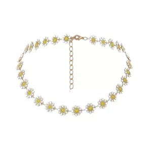 Yellow Daisy Flower Enamel Painted Floral Choker