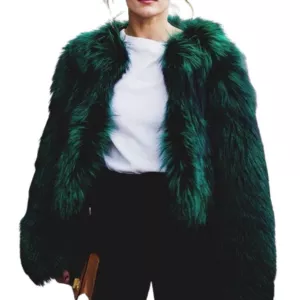 Zara Green Faux Fur Coat