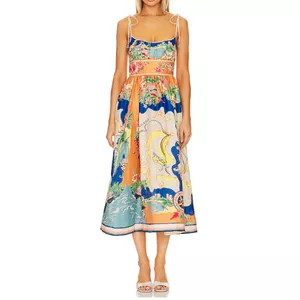 Zimmermann Alight Picnic Midi Dress in Nautical Map