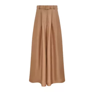 Zimmermann Pleated Belted Trousers in Biscuit