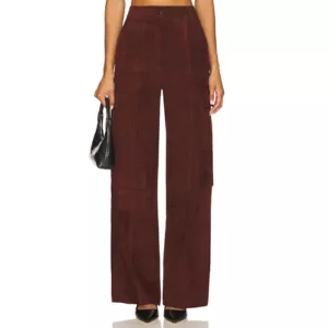 ZUT Sammy Suede Pants in burgundy